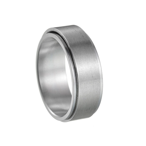Minimalist Matte Brushed Stainless Steel Spinner Ring Stress Relief Anxiety Rotating Band For Men Women Fashion Daily Jewelry