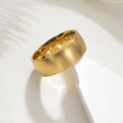 Anello Minimalista in Acciaio Inossidabile Spazzolato per Uomo Donna Fascia Larga Comfort Fit Cupola Anello Liscio Oro Argento Nero Gioielli
