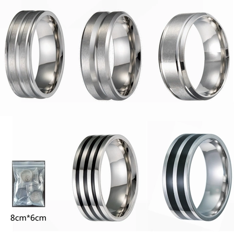 Stainless Steel Ring Collection For Men Women Silver Black Striped Brushed Band Rings Industrial Punk Fashion Jewelry Accessory