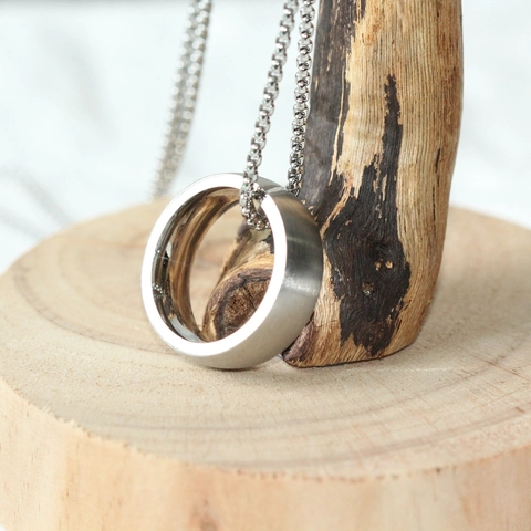 Minimalistische Edelstahl Glattring Anhänger Halskette Für Herren Damen Unisex Geometrischer Kreis Box-Kette Schmuck