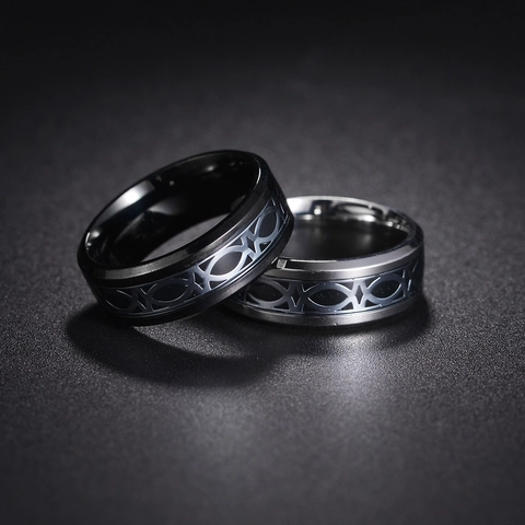 Celtic Knot Ring Titanium Steel For Men Women Unisex Black Silver Color Band Ring Fashion Geometric Jewelry Finger Ring Gift
