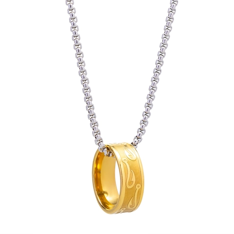 Titaniumstaal Vishaak Patroon Ring Hanger Halsketting Voor Heren Dames Hip Hop Punk Box Ketting Trui Ketting Sieraden
