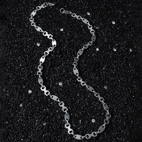 Roestvrijstalen Hip Hop Ketting Ketting Voor Mannen Vrouwen Unisex Gespleten Ovale Vierkante H Link Streetwear Sieraden Gepolijst Splicing Link Choker Armband