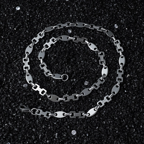 Roestvrijstalen Hip Hop Ketting Ketting Voor Mannen Vrouwen Unisex Gespleten Ovale Vierkante H Link Streetwear Sieraden Gepolijst Splicing Link Choker Armband