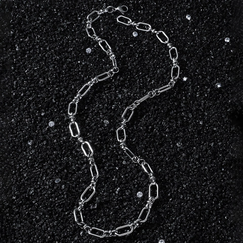 Collier Bracelet à Mailles Ovales en Acier Inoxydable Hip Hop pour Hommes Femmes Unisexe Style Industriel Poli Punk Streetwear Bijoux