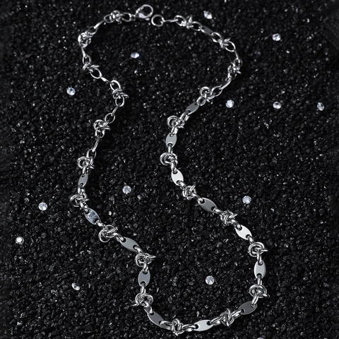 Hip Hop Stainless Steel Pig Nose Buckle Geometric Patchwork Chain Necklace Streetwear Cuban Chain Jewelry For Men Women