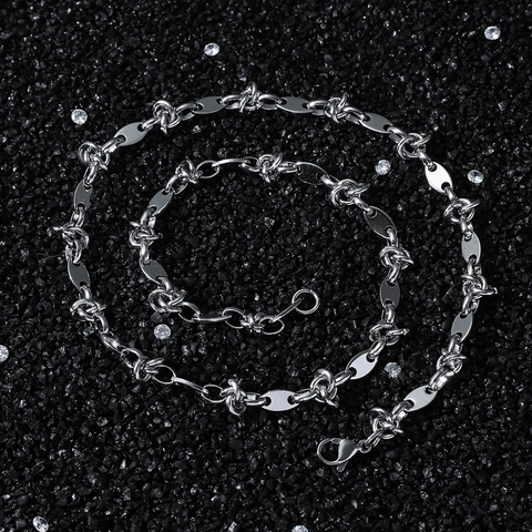 Hip Hop Stainless Steel Pig Nose Buckle Geometric Patchwork Chain Necklace Streetwear Cuban Chain Jewelry For Men Women