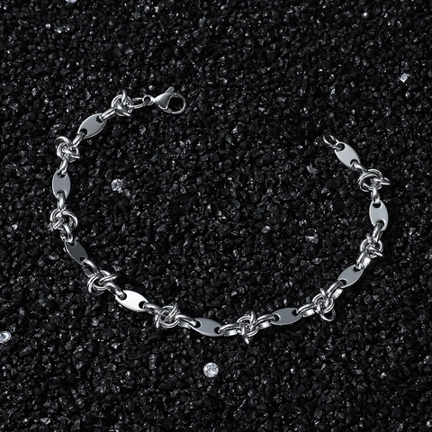 Bracciale da Uomo Hip Hop in Acciaio Inossidabile Punk Catena a Maglie Cubane Con Chiusura a Moschettone Gioielli Moda Streetwear