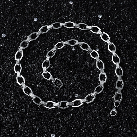 Collana a Catena Grossa Hip Hop in Acciaio Inossidabile Esagono Geometrico Greca per Uomo Gioielli Unisex Bracciale