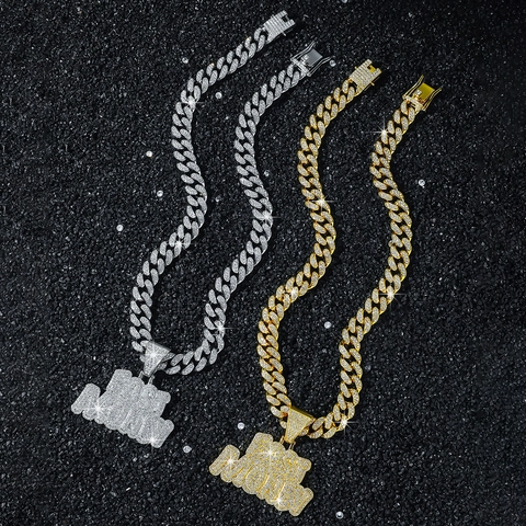 Collar con Colgante Fast Money Hip Hop para Hombre Aleación Diamante de Imitación Eslabón Cubano Joyas Iced Out Oro Plata Colgante Grande
