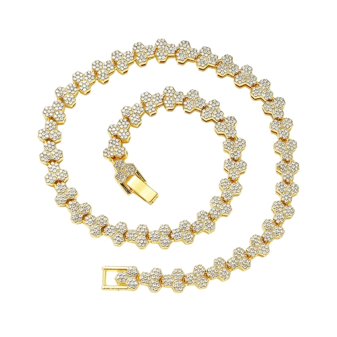 Hip Hop Iced Out Chain Necklace For Men Women Gold Silver Plated Zinc Alloy Rhinestone Cuban Link Chain Jewelry