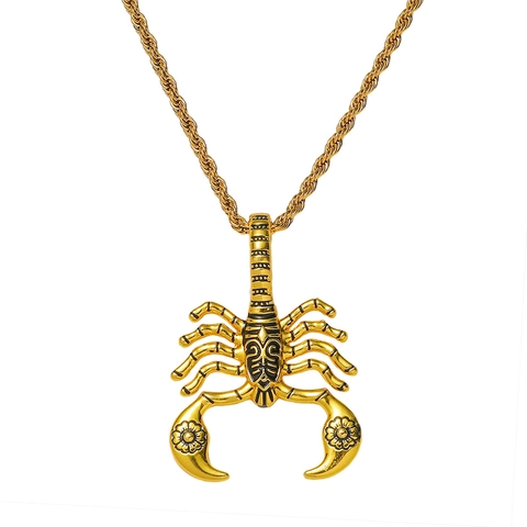 Collana con Ciondolo a Scorpione Hip Hop Vintage per Uomo in Lega con Catena a Corda Gioielli Punk Rock Gotici Regalo