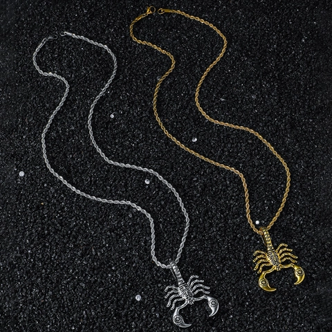 Collana con Ciondolo a Scorpione Hip Hop Vintage per Uomo in Lega con Catena a Corda Gioielli Punk Rock Gotici Regalo
