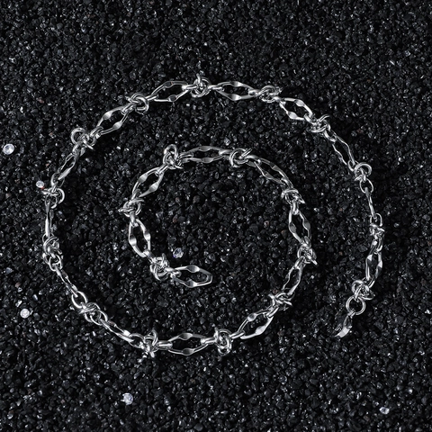 Hip Hop Men Stainless Steel Barbed Wire Knot Link Chain Necklace Streetwear Geometric Spliced Jewelry For Women Unisex