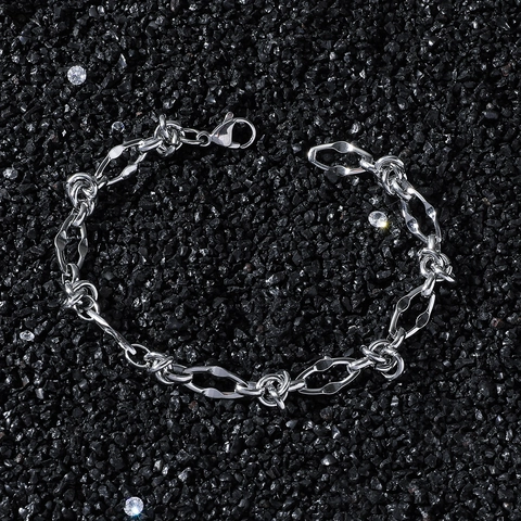 Retro Hip Hop Edelstahl Geometrisches Gliederketten Armband Für Damen Herren Silber Punk Minimalistischer Industriestil Schmuck