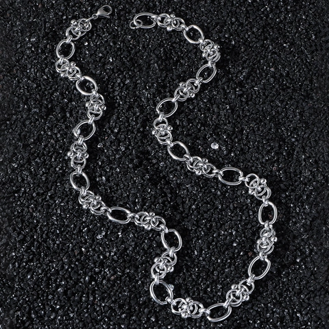Men Hip-Hop Stainless Steel Geometric Bead Patchwork Chain Necklace Streetwear Personalized Punk Style Jewelry For Men Unisex