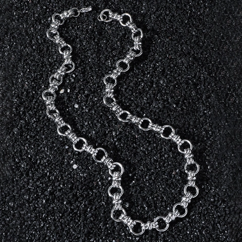Hip Hop Stainless Steel Geometric Round Figure-8 Splicing Chain Necklace For Men Women Streetwear Minimalist Silver Jewelry