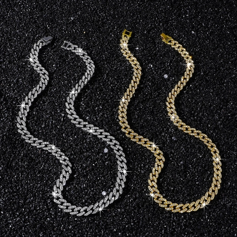 Collana a Maglia Cubana Hip Hop Per Donna Lega Di Zinco Pave Di Strass Iced Out Gioielli Di Tendenza Regalo