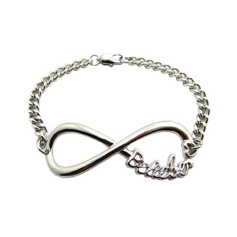 Bracciale in Lega Simbolo Infinito Believe per Donna Vintage Galvanizzato Strass Catena Cubana Hip Hop Gioielli alla Moda Braccialetto