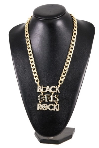 Collana con Pendente a Lettera Hip Hop Black Girls Rock per Donna Catena d'Oro Grossa con Strass Intarsiati Gioielli Rock Regalo
