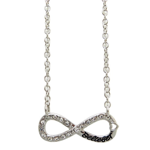 Collar con Colgante de Infinito y Corazón Believe para Mujer de Aleación con Diamantes de Imitación Color Plata Joyería de Moda