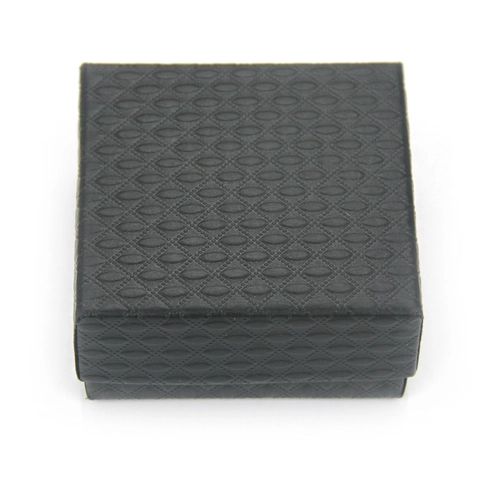 Square Black Textured Paper Jewelry Box For Necklace Bracelet Ring Minimalist Gift Packaging Case With Soft Foam Insert