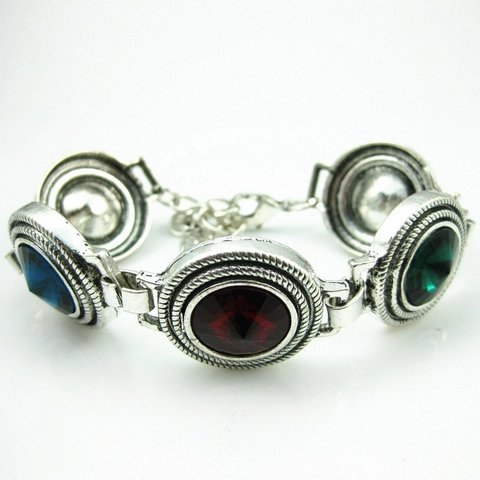 Vintage Westliches Legierung Armband Mit Mehrfarbigen Strasssteinen Besetzt Böhmisch Ovaler Stein Armreif Damen Mode Schmuck