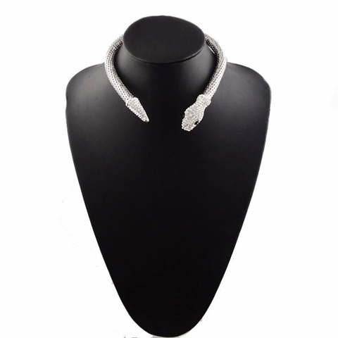 Collar Gargantilla de Aleación con Forma de Serpiente para Mujer Incrustaciones de Strass Joyería Hip Hop Declaración Discoteca