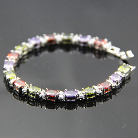 Mode Koreaanse Stijl Legering Zirconia Armband Luxe Zoet Veelkleurig Zircon Ingelegde Ketting Armband Voor Vrouwen Sieraden