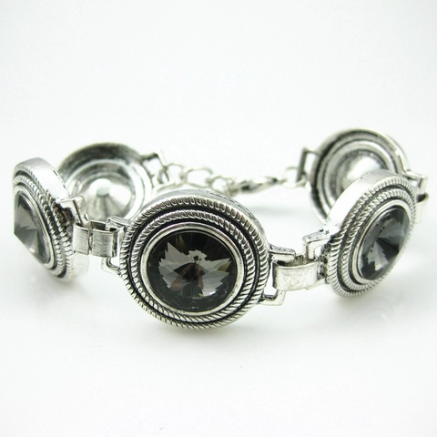 Vintage Westliches Legierung Armband Mit Mehrfarbigen Strasssteinen Besetzt Böhmisch Ovaler Stein Armreif Damen Mode Schmuck