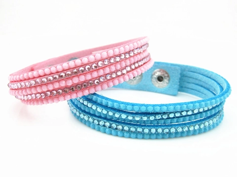 Mode Synthetisches Wildleder Mehrschichtiges Wickelarmband Mit Strass Verzierung Geometrisches Rundperlen Armband Für Damen Herren