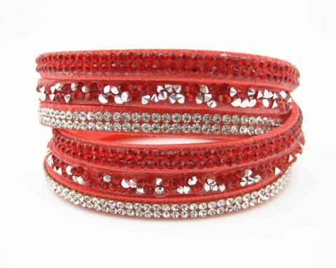 Bracciale Avvolgente in Tessuto Scamosciato con Strass per Donna Bracciale in Cristallo Boemo Scintillante a Più Strati Gioielli Accessori Feste