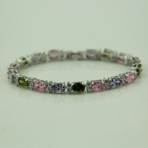 Mode Koreaanse Stijl Legering Zirconia Armband Luxe Zoet Veelkleurig Zircon Ingelegde Ketting Armband Voor Vrouwen Sieraden