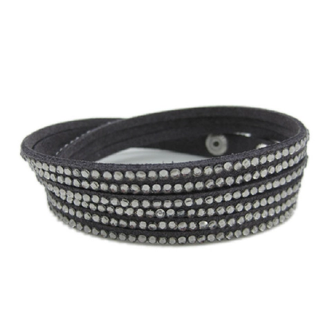 Fashion Multilayer Wrap Leather Bracelet For Women Rhinestone Rivet Punk Suede Bracelet Vintage Bohemian Cuff Bangle Jewelry