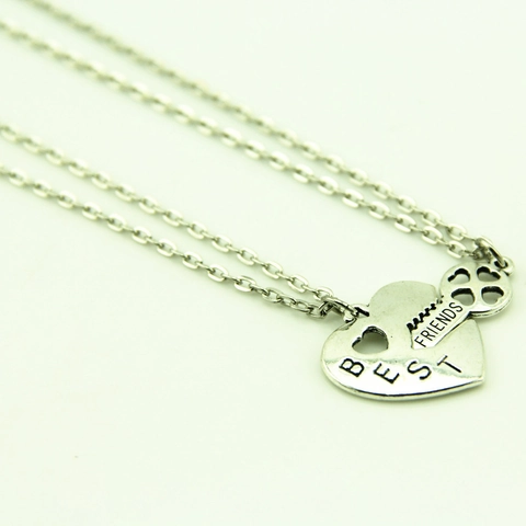 Antiek Zilveren Legering Halskettingen Met Hart Sleutel Puzzel Hangers Best Friends Gravering BFF Vriendschap Sieraden Voor Dames