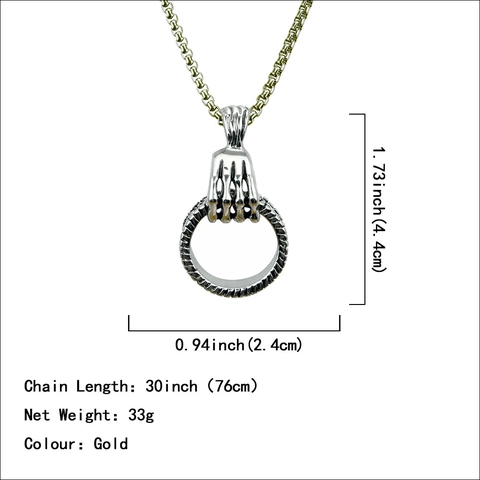 Vintage Gothic Skeleton Hand Pendant Necklace Punk Hip Hop Retro Silver Color Alloy Box Chain Jewelry For Men Women