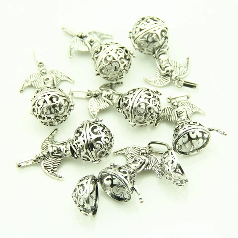 Vintage Alloy Angel Wings Hollow Cage Pendant Openable Locket For DIY Jewelry Making Aroma Ball Holder Accessory Locket