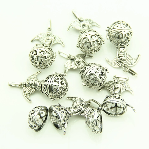 Vintage Alloy Angel Wings Hollow Cage Pendant Openable Locket For DIY Jewelry Making Aroma Ball Holder Accessory Locket