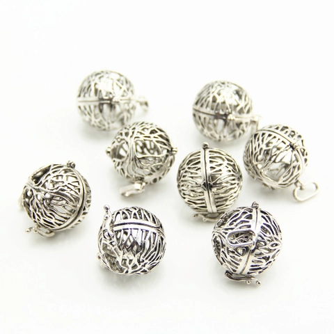 Vintage Antique Silver Hollow Sphere Openable Magic Box Pendant For Essential Oil Diffusion Tree Of Life DIY Jewelry Accessory