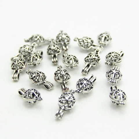 Ciondolo Vintage Scatola Magica Traforata in Argento Apribile Diffusore Oli Essenziali Accessori Charms Fai Da Te Gioielli Donna
