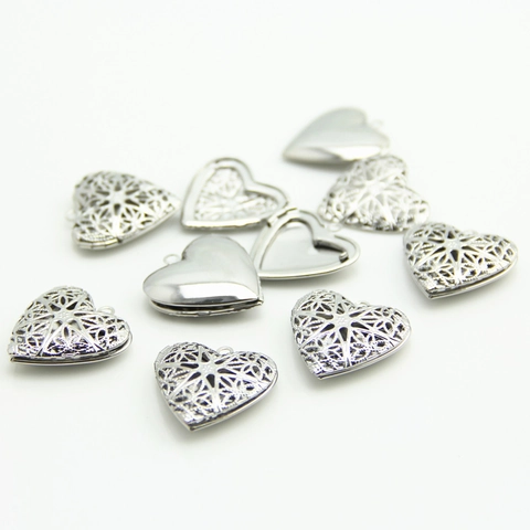 Accessorio per Gioielli Fai-da-te Ciondolo Medaglione a Cuore Cavo Apribile Diffusore di Oli Essenziali in Lega Vintage Cuore