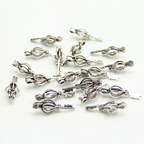 Antique Silver Hollow Key Shape Locket Pendant For DIY Jewelry Making Openable Essential Oil Diffuser Cage Locket Accessories