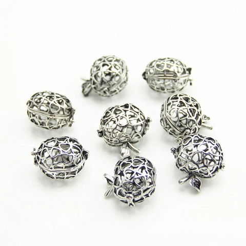 Pendente a Forma di Mela Cuore Traforato in Argento Antico Vintage Medaglione Diffusore di Oli Essenziali per Fai da Te Gioielli