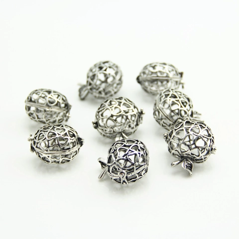 Pendente a Forma di Mela Cuore Traforato in Argento Antico Vintage Medaglione Diffusore di Oli Essenziali per Fai da Te Gioielli