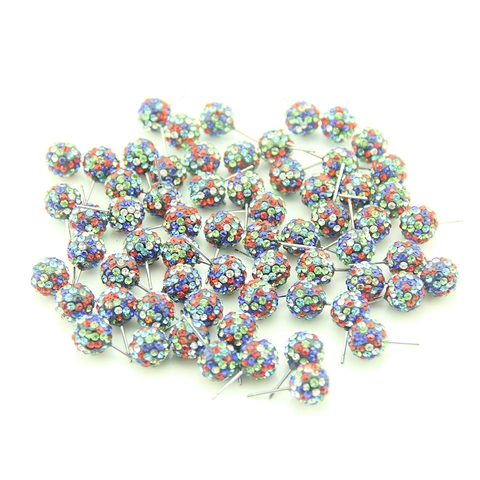 Fashion Korean Style Polymer Clay Rhinestone Ball Stud Earrings For Women Sweet Candy Color Inlaid Ball Jewelry Accessories