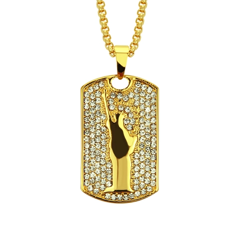 Collana Hip Hop con Ciondolo Statua della Libertà in Lega Placcata Oro Uomo Donna Gioielli alla Moda con Strass