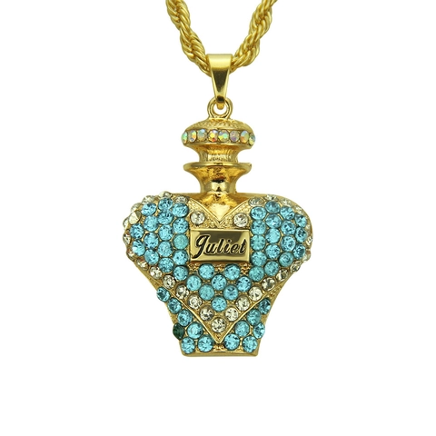 Collana Con Pendente a Forma di Cuore Boccetta di Profumo in Lega Con Strass Incisione Juliet Catena a Torcione Oro Gioielli Unisex