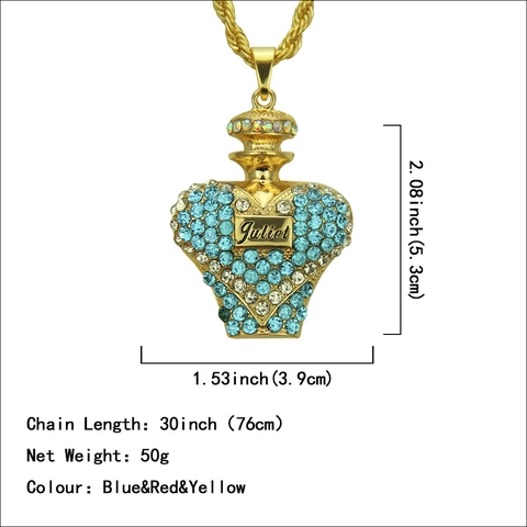 Collana Con Pendente a Forma di Cuore Boccetta di Profumo in Lega Con Strass Incisione Juliet Catena a Torcione Oro Gioielli Unisex