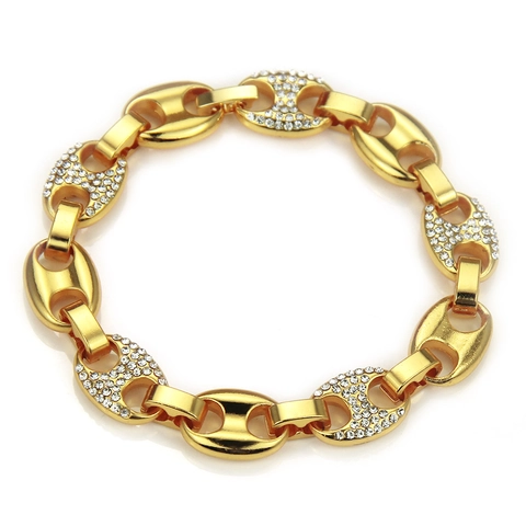 Hip Hop Legierung Strass Armband Für Herren Damen Iced Out Ankerkette Kaffeebohnenkette Armband Streetdance Schmuck