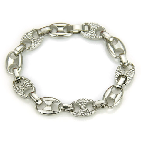 Hip Hop Legierung Strass Armband Für Herren Damen Iced Out Ankerkette Kaffeebohnenkette Armband Streetdance Schmuck